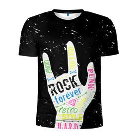 Мужская футболка 3D спортивная с принтом Рок форева! в Курске, 100% полиэстер с улучшенными характеристиками | приталенный силуэт, круглая горловина, широкие плечи, сужается к линии бедра | rock | навсегда | светящиеся | флуоресцентный | флюр | флюровый