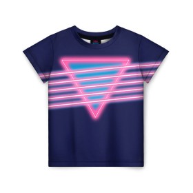 Детская футболка 3D с принтом Неон в Курске, 100% гипоаллергенный полиэфир | прямой крой, круглый вырез горловины, длина до линии бедер, чуть спущенное плечо, ткань немного тянется | линии | полосы | светящиеся | треугольник | флуоресцентный | флюр | флюровый
