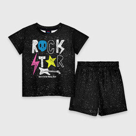 Детский костюм с шортами 3D с принтом Рождён быть рок звездой в Курске,  |  | музыка | рок | светящиеся | светящиеся краски | флуоресцентные краски | флюоресценция | флюр | флюро краска | флюро краски | флюро покрытие | флюро принты | флюро рисунки | флюровые краски
