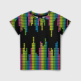 Детская футболка 3D с принтом Эквалайзер в Курске, 100% гипоаллергенный полиэфир | прямой крой, круглый вырез горловины, длина до линии бедер, чуть спущенное плечо, ткань немного тянется | equalizer | светящиеся | флуоресцентный | флюр | флюровый