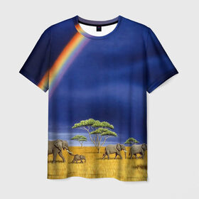 Мужская футболка 3D с принтом Мир в Курске, 100% полиэфир | прямой крой, круглый вырез горловины, длина до линии бедер | Тематика изображения на принте: elephant | hipster | индия | йога | слон | хипстер