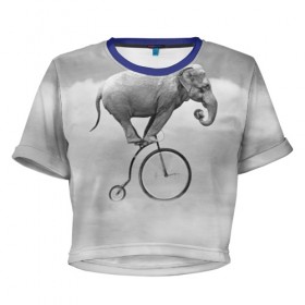 Женская футболка 3D укороченная с принтом Hipster Bike в Курске, 100% полиэстер | круглая горловина, длина футболки до линии талии, рукава с отворотами | elephant | hipster | индия | йога | слон | хипстер
