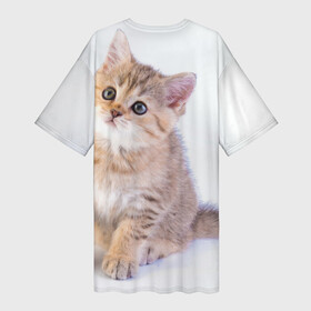 Платье-футболка 3D с принтом Любопытный котенок в Курске,  |  | грустный | добрый | животное | киса | киска кися | кот | котенок | котэ | кошка | красивый | лапа | лапка | ласковый | милый | моська | мурлыка | прикольный | смешной | унылый | усатый | шерсть