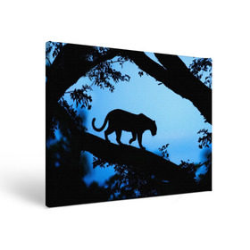 Холст прямоугольный с принтом Чёрная пантера в Курске, 100% ПВХ |  | Тематика изображения на принте: африка | вечер | дерево | дикая кошка | закат | леопард | сафари | ягуар