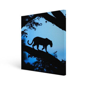 Холст квадратный с принтом Чёрная пантера в Курске, 100% ПВХ |  | африка | вечер | дерево | дикая кошка | закат | леопард | сафари | ягуар