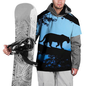 Накидка на куртку 3D с принтом Чёрная пантера в Курске, 100% полиэстер |  | Тематика изображения на принте: африка | вечер | дерево | дикая кошка | закат | леопард | сафари | ягуар