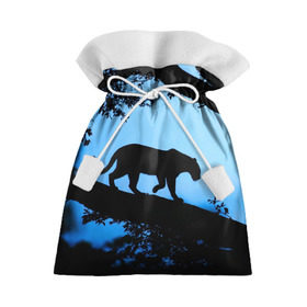 Подарочный 3D мешок с принтом Чёрная пантера в Курске, 100% полиэстер | Размер: 29*39 см | африка | вечер | дерево | дикая кошка | закат | леопард | сафари | ягуар