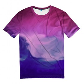Мужская футболка 3D с принтом WaterColor violet в Курске, 100% полиэфир | прямой крой, круглый вырез горловины, длина до линии бедер | Тематика изображения на принте: 