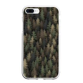 Чехол для iPhone 7Plus/8 Plus матовый с принтом Лесной камуфляж в Курске, Силикон | Область печати: задняя сторона чехла, без боковых панелей | ёлка | ель | ельник | лес | милитари | охота | природа | хаки