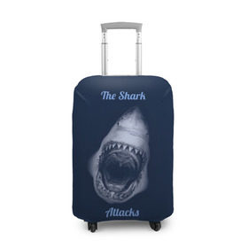 Чехол для чемодана 3D с принтом the shark attacks в Курске, 86% полиэфир, 14% спандекс | двустороннее нанесение принта, прорези для ручек и колес | shark | акула | глубина | зубы | море | океан | пасть | укус | хищник