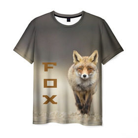 Мужская футболка 3D с принтом Рыжий лис (fox) в Курске, 100% полиэфир | прямой крой, круглый вырез горловины, длина до линии бедер | fox | животное | зверь | красивая | лес | лис | лиса | лисенок | лисица | лисичка | мех | патрикеевна | песец | плутовка | прикольная | природа | рыжая | рыжий цвет | сказка | хвост | хитрая | хищник