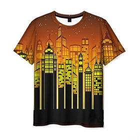 Мужская футболка 3D с принтом Buildings в Курске, 100% полиэфир | прямой крой, круглый вырез горловины, длина до линии бедер | 