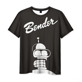 Мужская футболка 3D с принтом Бендер в Курске, 100% полиэфир | прямой крой, круглый вырез горловины, длина до линии бедер | bender | futurama | бендер | футурама