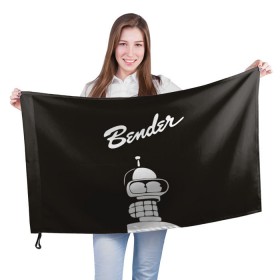 Флаг 3D с принтом Бендер в Курске, 100% полиэстер | плотность ткани — 95 г/м2, размер — 67 х 109 см. Принт наносится с одной стороны | Тематика изображения на принте: bender | futurama | бендер | футурама