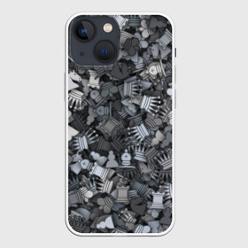Чехол для iPhone 13 mini с принтом Шахматный камуфляж в Курске,  |  | Тематика изображения на принте: игры | конь | королева | король | ладья пешка | милитари | настолки | настольные | слон | ферзь | фигуры | шахматы