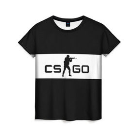 Женская футболка 3D с принтом CS GO черно-белый в Курске, 100% полиэфир ( синтетическое хлопкоподобное полотно) | прямой крой, круглый вырез горловины, длина до линии бедер | cs go | контер страйк | контра