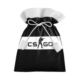 Подарочный 3D мешок с принтом CS GO черно-белый в Курске, 100% полиэстер | Размер: 29*39 см | cs go | контер страйк | контра