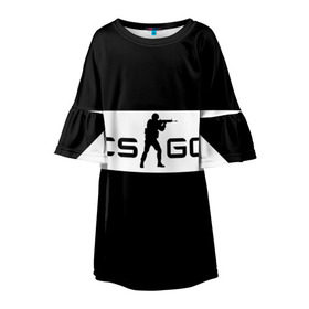 Детское платье 3D с принтом CS GO черно-белый в Курске, 100% полиэстер | прямой силуэт, чуть расширенный к низу. Круглая горловина, на рукавах — воланы | cs go | контер страйк | контра