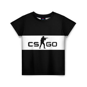 Детская футболка 3D с принтом CS GO черно-белый в Курске, 100% гипоаллергенный полиэфир | прямой крой, круглый вырез горловины, длина до линии бедер, чуть спущенное плечо, ткань немного тянется | cs go | контер страйк | контра