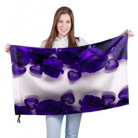 Флаг 3D с принтом Фиолетовые розы в Курске, 100% полиэстер | плотность ткани — 95 г/м2, размер — 67 х 109 см. Принт наносится с одной стороны | flower | весна | красивые цветы | лето | природа | цветок | цветочки | цветы