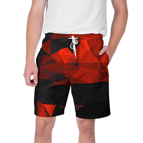 Мужские шорты 3D с принтом Orange polygon в Курске,  полиэстер 100% | прямой крой, два кармана без застежек по бокам. Мягкая трикотажная резинка на поясе, внутри которой широкие завязки. Длина чуть выше колен | 