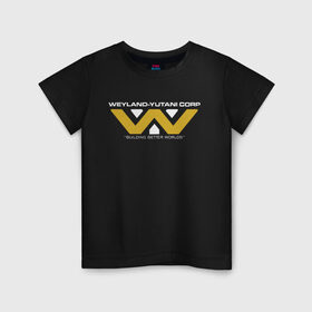 Детская футболка хлопок с принтом Weyland-Yutani в Курске, 100% хлопок | круглый вырез горловины, полуприлегающий силуэт, длина до линии бедер | чужой завет