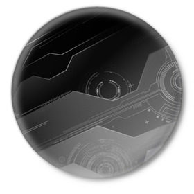 Значок с принтом Tehnology future в Курске,  металл | круглая форма, металлическая застежка в виде булавки | hi tech | technolog | technology | компьютер | микросхема