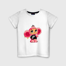 Детская футболка хлопок с принтом Чебурашка в Курске, 100% хлопок | круглый вырез горловины, полуприлегающий силуэт, длина до линии бедер | тату | хиппи | эмо