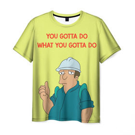 Мужская футболка 3D с принтом Работа в Курске, 100% полиэфир | прямой крой, круглый вырез горловины, длина до линии бедер | futurama | футурама