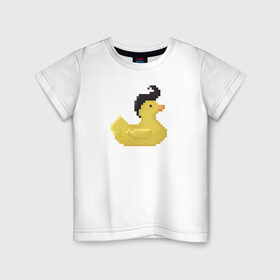 Детская футболка хлопок с принтом Утка-Элвис в Курске, 100% хлопок | круглый вырез горловины, полуприлегающий силуэт, длина до линии бедер | pixelart | пиксель арт | утка | элвис | элвис пресли
