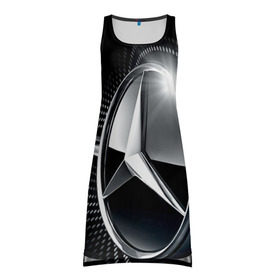 Платье-майка 3D с принтом Mercedes-Benz в Курске, 100% полиэстер | полуприлегающий силуэт, широкие бретели, круглый вырез горловины, удлиненный подол сзади. | car | germany | logo | make | mercedes benz | автомобиль | германия | логотип | марка | мерседес бенц