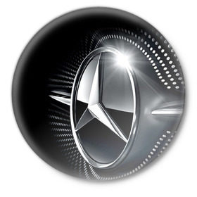 Значок с принтом Mercedes-Benz в Курске,  металл | круглая форма, металлическая застежка в виде булавки | Тематика изображения на принте: car | germany | logo | make | mercedes benz | автомобиль | германия | логотип | марка | мерседес бенц