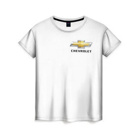 Женская футболка 3D с принтом Chevrolet в Курске, 100% полиэфир ( синтетическое хлопкоподобное полотно) | прямой крой, круглый вырез горловины, длина до линии бедер | brand | car | chevrolet | logo | usa | автомобиль | логотип | марка | сша | шевроле