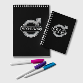 Блокнот с принтом Volvo в Курске, 100% бумага | 48 листов, плотность листов — 60 г/м2, плотность картонной обложки — 250 г/м2. Листы скреплены удобной пружинной спиралью. Цвет линий — светло-серый
 | brand | car | logo | sweden | volvo | автомобиль | вольво | логотип | марка | швеция