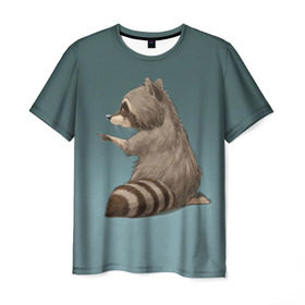 Мужская футболка 3D с принтом There в Курске, 100% полиэфир | прямой крой, круглый вырез горловины, длина до линии бедер | raccoon | енот