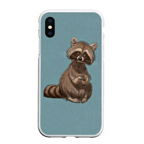 Чехол для iPhone XS Max матовый с принтом Raccoon в Курске, Силикон | Область печати: задняя сторона чехла, без боковых панелей | raccoon | енот