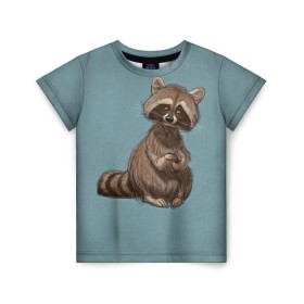 Детская футболка 3D с принтом Raccoon в Курске, 100% гипоаллергенный полиэфир | прямой крой, круглый вырез горловины, длина до линии бедер, чуть спущенное плечо, ткань немного тянется | raccoon | енот