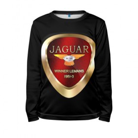 Детский лонгслив 3D с принтом Jaguar в Курске, 100% полиэстер | длинные рукава, круглый вырез горловины, полуприлегающий силуэт
 | brand | car | jaguar | logo | автомобиль | британия | логотип | марка