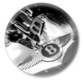 Значок с принтом Bentley в Курске,  металл | круглая форма, металлическая застежка в виде булавки | Тематика изображения на принте: bentley | brand | britain | car | elite | expensive | limited | logo | mtorz | автомобиль | британия | бэнтли | дорогой | лимитед | логотип | марка | мторз | элитный