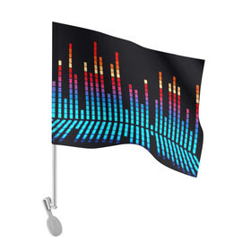 Флаг для автомобиля с принтом Эквалайзер неон в Курске, 100% полиэстер | Размер: 30*21 см | музыка | полосы | разноцветный | яркий
