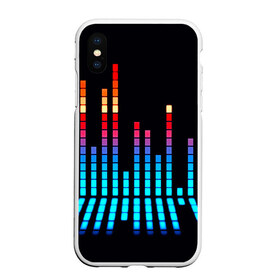 Чехол для iPhone XS Max матовый с принтом Эквалайзер в Курске, Силикон | Область печати: задняя сторона чехла, без боковых панелей | Тематика изображения на принте: музыка | полосы | разноцветный | яркий