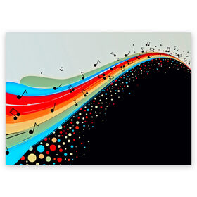 Поздравительная открытка с принтом Музыка в Курске, 100% бумага | плотность бумаги 280 г/м2, матовая, на обратной стороне линовка и место для марки
 | watercolor | абстракция красок | брызги красок | краска | круги | музыка | ноты | потертость красок