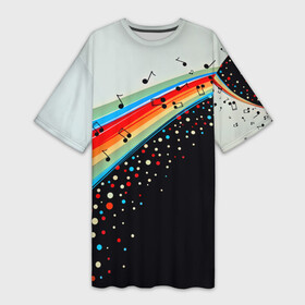 Платье-футболка 3D с принтом Музыка в Курске,  |  | watercolor | абстракция красок | брызги красок | краска | круги | музыка | ноты | потертость красок