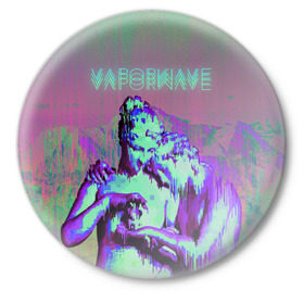Значок с принтом Vaporwave статуя в Курске,  металл | круглая форма, металлическая застежка в виде булавки | Тематика изображения на принте: 2к17 | iwkyasap | vaporwave | мода | музыка vaporwave | статуя | стиль | хайп