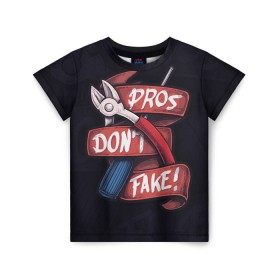 Детская футболка 3D с принтом Don`t Fake в Курске, 100% гипоаллергенный полиэфир | прямой крой, круглый вырез горловины, длина до линии бедер, чуть спущенное плечо, ткань немного тянется | counter strike | cs | defuse | fake | фейк | щипцы