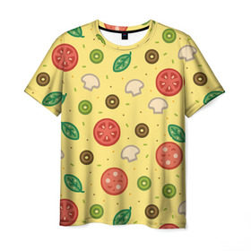 Мужская футболка 3D с принтом Pizza в Курске, 100% полиэфир | прямой крой, круглый вырез горловины, длина до линии бедер | hipster | pizza | swag | еда | пицца | свэг | хипстер