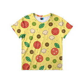 Детская футболка 3D с принтом Pizza в Курске, 100% гипоаллергенный полиэфир | прямой крой, круглый вырез горловины, длина до линии бедер, чуть спущенное плечо, ткань немного тянется | Тематика изображения на принте: hipster | pizza | swag | еда | пицца | свэг | хипстер