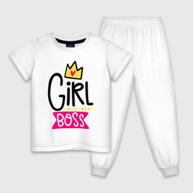 Детская пижама хлопок с принтом Girl Boss в Курске, 100% хлопок |  брюки и футболка прямого кроя, без карманов, на брюках мягкая резинка на поясе и по низу штанин
 | девочка | девчачья