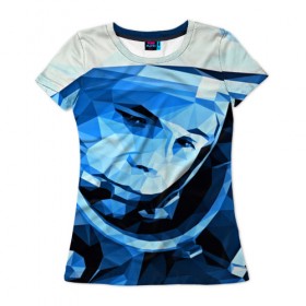 Женская футболка 3D с принтом Гагарин в Курске, 100% полиэфир ( синтетическое хлопкоподобное полотно) | прямой крой, круглый вырез горловины, длина до линии бедер | 3d | арт | гагарин | другие | космонавт | космонавтики | космос | полигоны | прикольные | текстуры | яркие