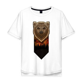Мужская футболка хлопок Oversize с принтом Космический медведь в Курске, 100% хлопок | свободный крой, круглый ворот, “спинка” длиннее передней части | Тематика изображения на принте: 